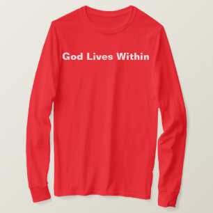 Gud lever inom Röda T-Shirt-Långärmaden T Shirt