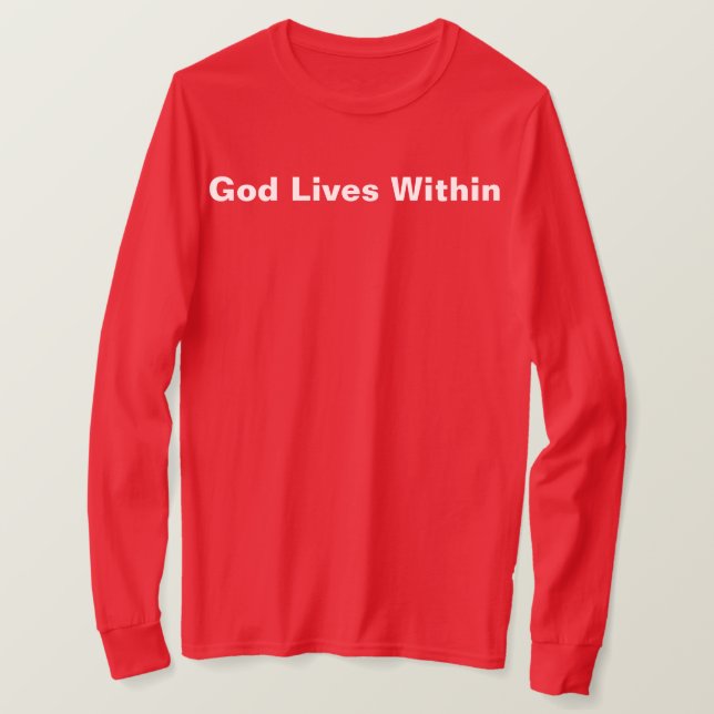 Gud lever inom Röda T-Shirt-Långärmaden T Shirt (Design framsida)
