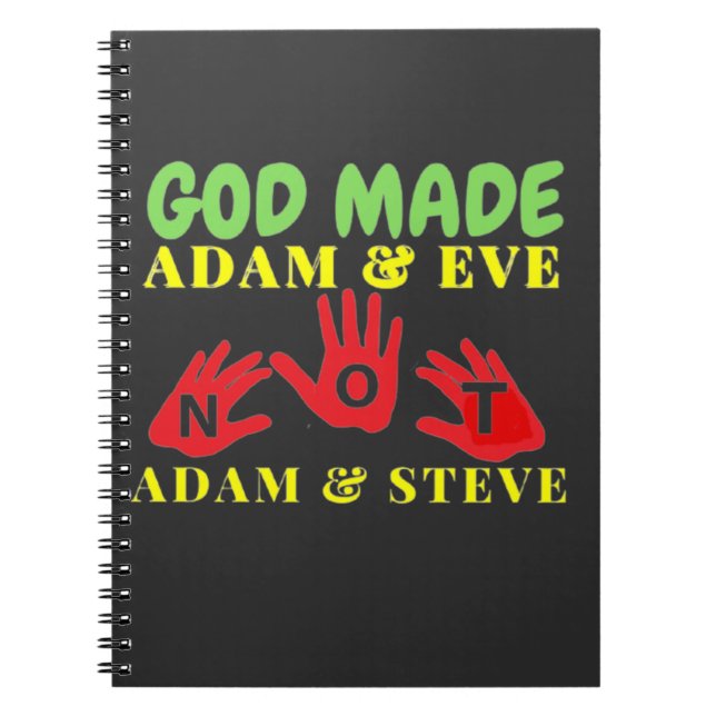 Gud Made Adam och Kväll Not Adam och Steve Anteckningsbok (Framsidan)