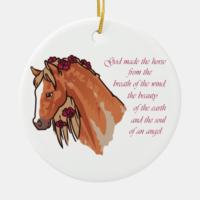 Gud Made Horse Julgransprydnad Keramik (Framsidan)