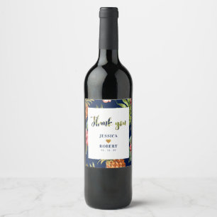 Gud & Marin Tropisk Bröllopskustomiserad Vinetik Vinflaska Etikett