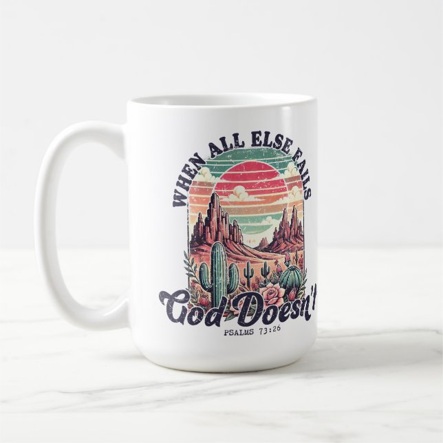 Gud Misslyckas inte Vintage Desert Christian Kaffemugg (Vänster)
