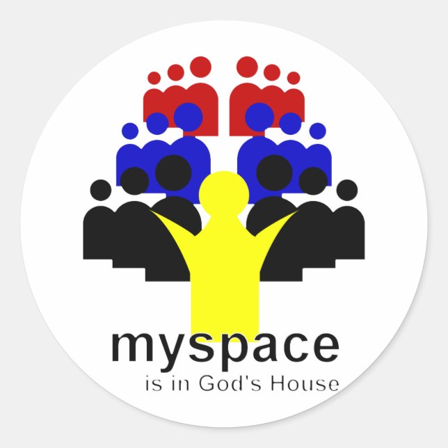 Gud MySpace Runt Klistermärke (Framsida)