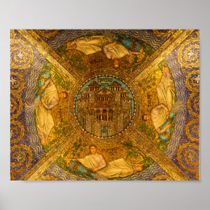 Gud Neo Byzantine-mosaikkkatedraltak Poster