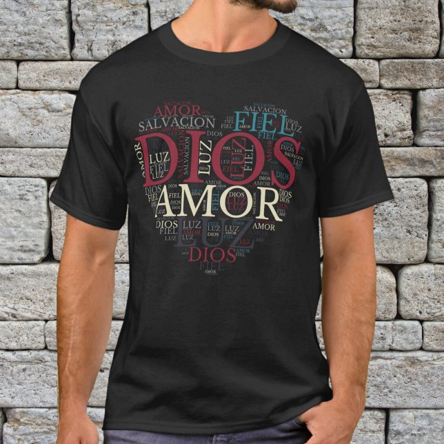 Gud och Faith Heart Manar Christian Spanska T Shirt (Skapare uppladdad)