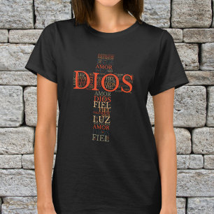 Gud och Faith Kor Kvinnors kristna spanska T Shirt