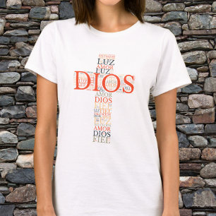 Gud och Faith Kor Kvinnors kristna spanska T Shirt