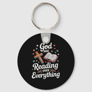 Gud Och Läsning Över Allt Bibel Tro Nyckelring