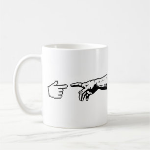 Gud och maskinhänder kaffemugg