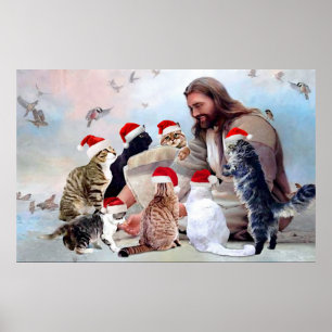 Gud omringad av Kat Änglar jul Poster
