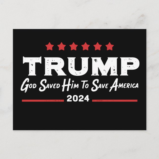 Gud räddade honom till Spara America Trump 47 Inbjudan Vykort (Framsida)