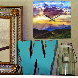 Gud Ray Sunbeams Mountains Scripture Verse Fyrkantig Klocka