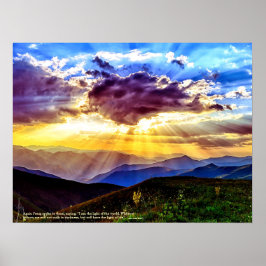 Gud Ray Sunbeams Mountains Scripture Verse Poster
