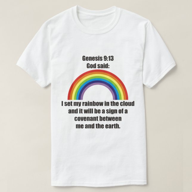 Gud regnbågeöverenskommelse t shirt (Design framsida)