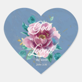 Gud så älskade World John 3 16 Christian Hjärtformat Klistermärke