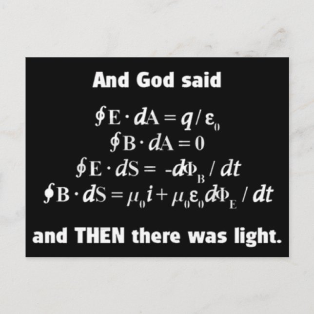 Gud sa att det ska finnas lätt Religiösa satire Vykort (Framsida)