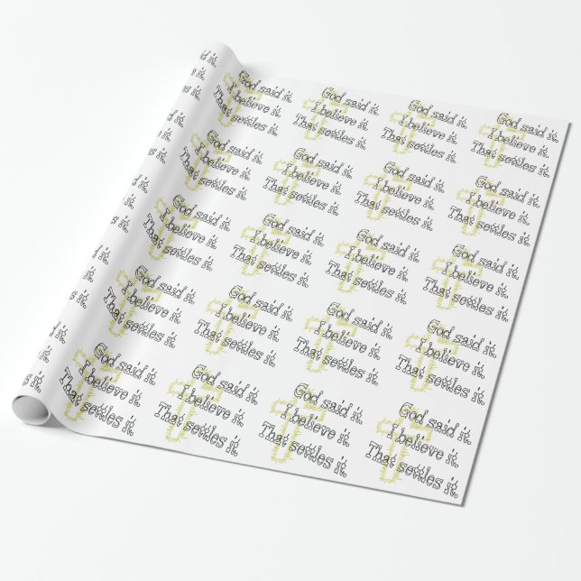 Gud sa det med bruna bokstäver  presentpapper (Utrullad)