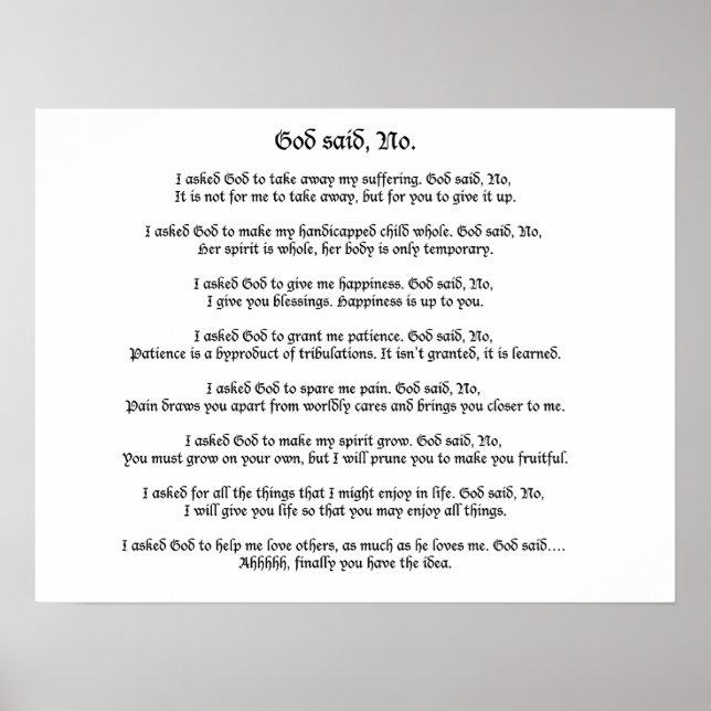 Gud sa nej: Poster (Framsidan)