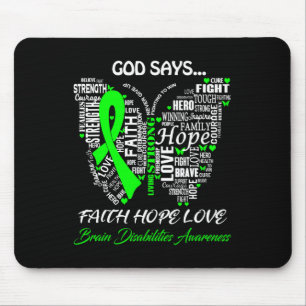 Gud säg Faith Hope Kärlek Brain Disabilities Aware Musmatta
