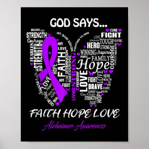 Gud säg Faith Hope Kärlek Heimer Awareness Gifts Poster