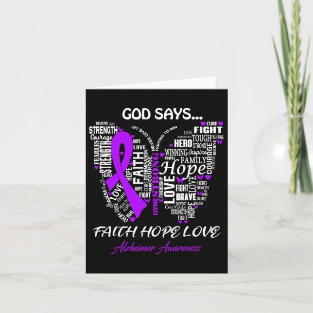 Gud Säg Faith Hope Kärlek Heimerheimer Awareness G Kort (Framsida)