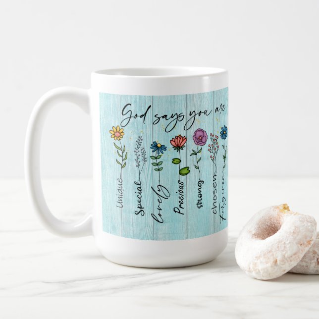"Gud säger att du är.." Anpassade Faith Design Kaffemugg (Med munk)