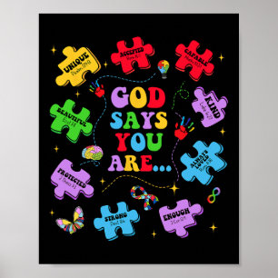 Gud säger att du är autism, kristen Jesus Bible Ve Poster