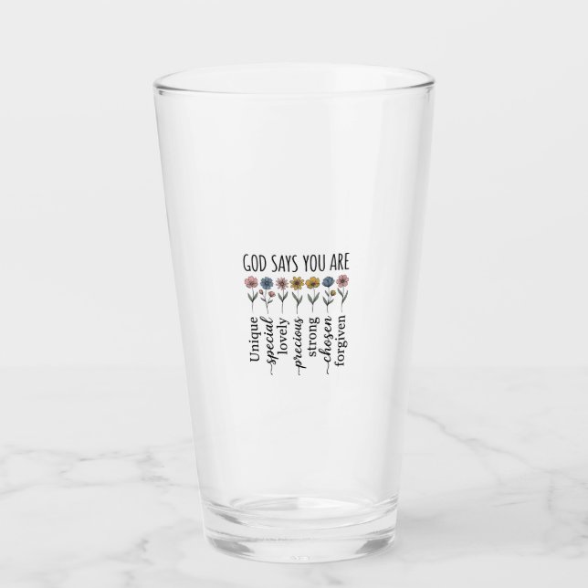 Gud säger att du är blomstergudsbild vektor design glaskopp (Framsida)