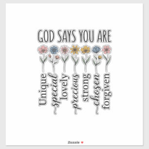 Gud säger att du är blomstergudsbild vektor design klistermärken
