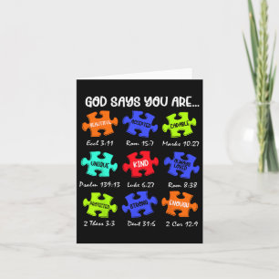 Gud säger att du är ett "Autism Awareness Puzzle" Kort