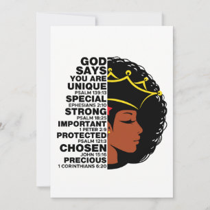 Gud säger att du är Melanin Christian Sista drottn Inbjudningar