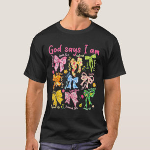 Gud säger att du är Rosa Bow Christian Bible T Shirt