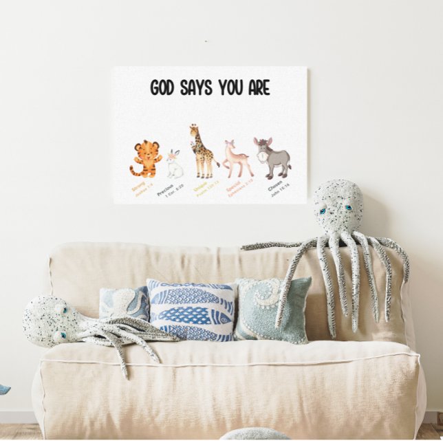 Gud säger att du är Wall Decor Canvastryck (God says you are canvas wall decor)