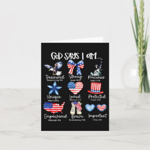 Gud säger att jag är 4 juli Christian Patriotic St Kort