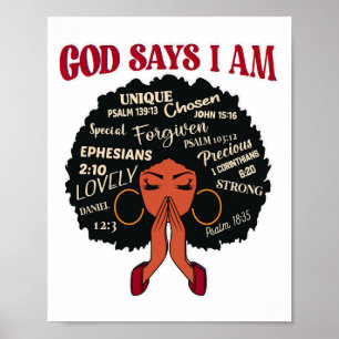 Gud säger att jag är afrikansk nubian Woman Black Poster