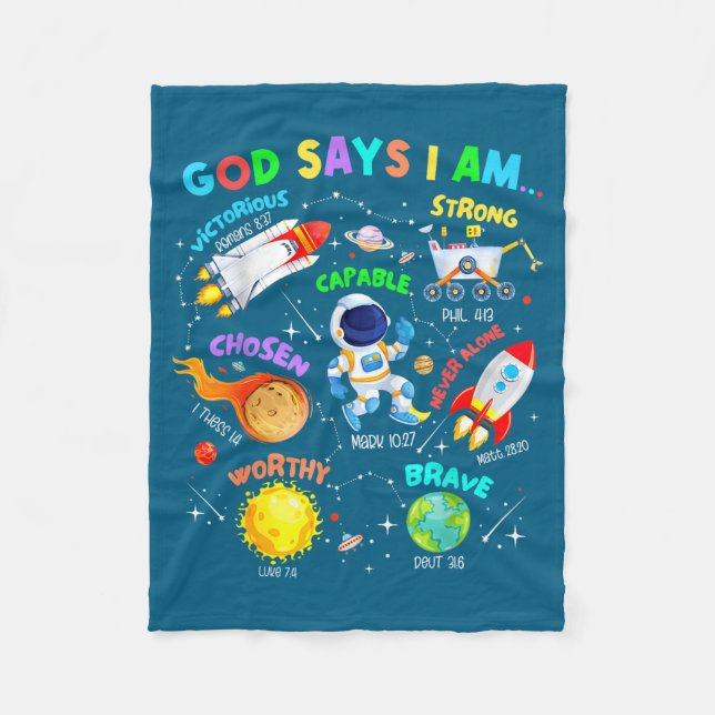 Gud Säger Att Jag Är Astronaut Kosmiska Planeter V Fleecefilt (Framsidan)