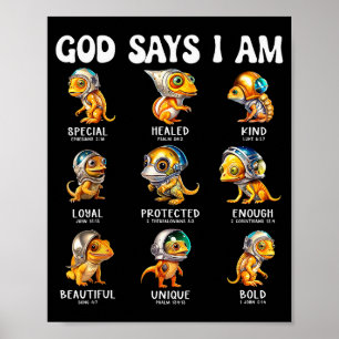 Gud säger att jag är astronaut Reptil Skrift Bibel Poster