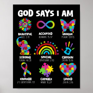Gud säger att jag är Autism Christian Boy Girl Aut Poster