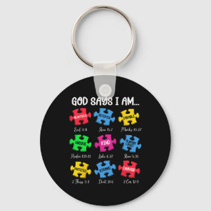 Gud säger att jag är bibel Verses Christian Autism Nyckelring