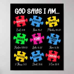 Gud Säger att Jag Är Bibelverser Kristet Autism Me Poster