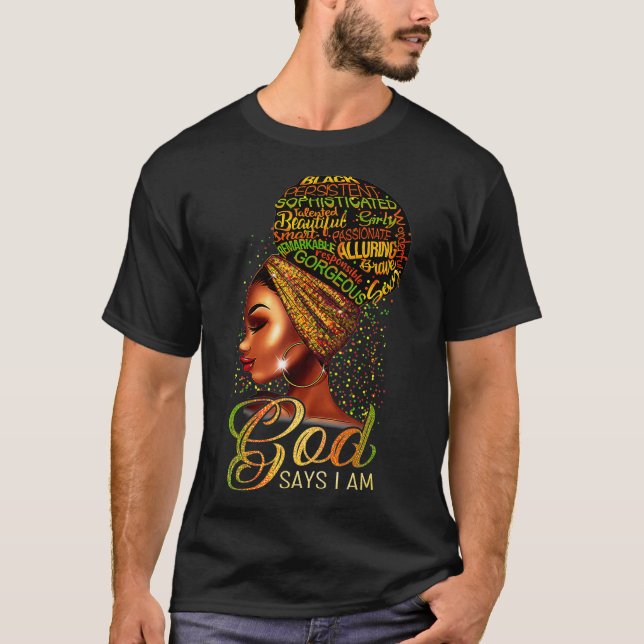 Gud säger att jag är Black Woman Afrika Melanin Qu T Shirt (Framsida)