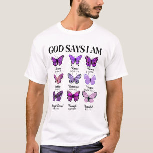 Gud säger att jag är Butterfly Christian Women Gir T Shirt