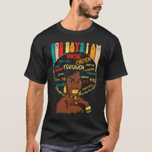 Gud säger att jag är Christian Black Queen BHM BLM T Shirt