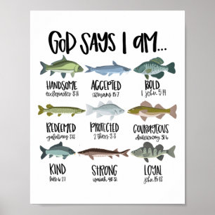 Gud Säger Att Jag Är Fiskande Kristna Religiösa Bi Poster