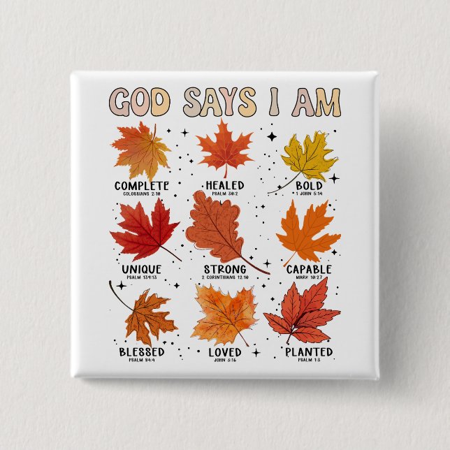 Gud säger att jag är höstens Thanksgiving roligt Knapp (Framsida)