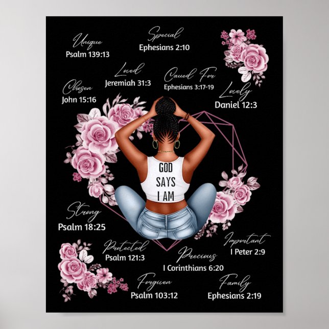 Gud säger att jag är Melanin Black History Month A Poster (Framsidan)