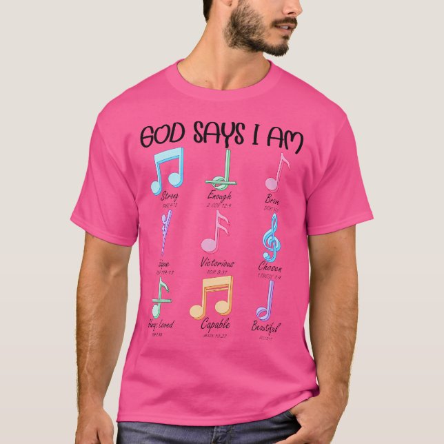 Gud säger att jag är Musik noter Piano Guitar Chri T Shirt (Framsida)