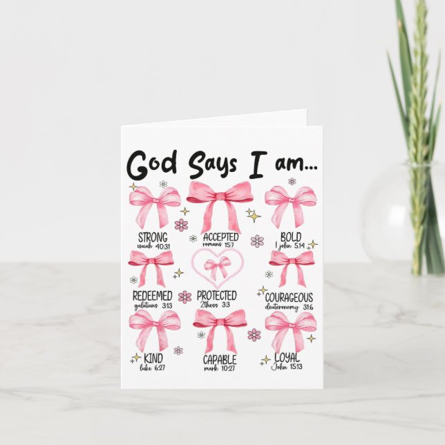 Gud säger att jag är rosa Coquette kristen Jesus g Kort (Framsida)