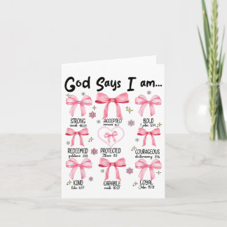 Gud säger att jag är rosa Coquette kristen Jesus g Kort
