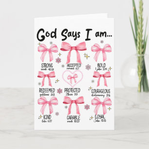 Gud säger att jag är rosa Coquette kristen Jesus g Kort
